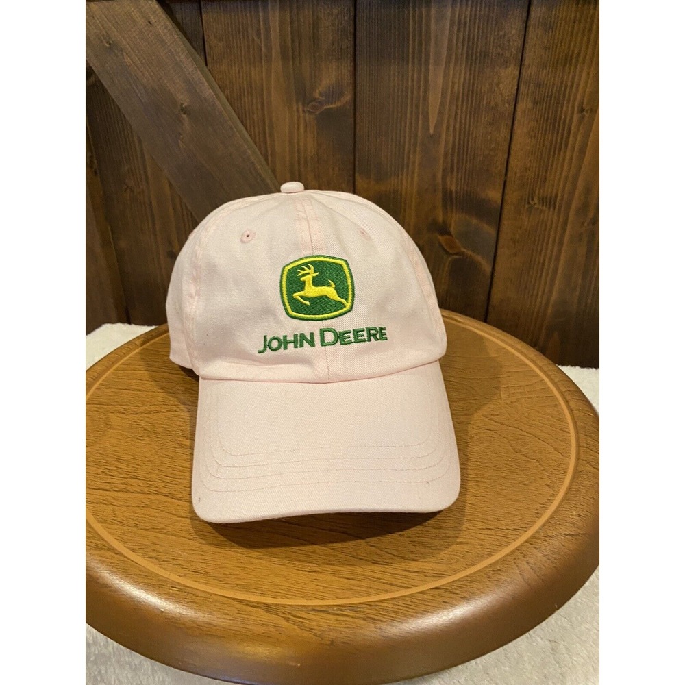 John Deere Hat Cap‎ Adjustable, Pink Canvas Baseball, TriGreen Equipment, OSFM